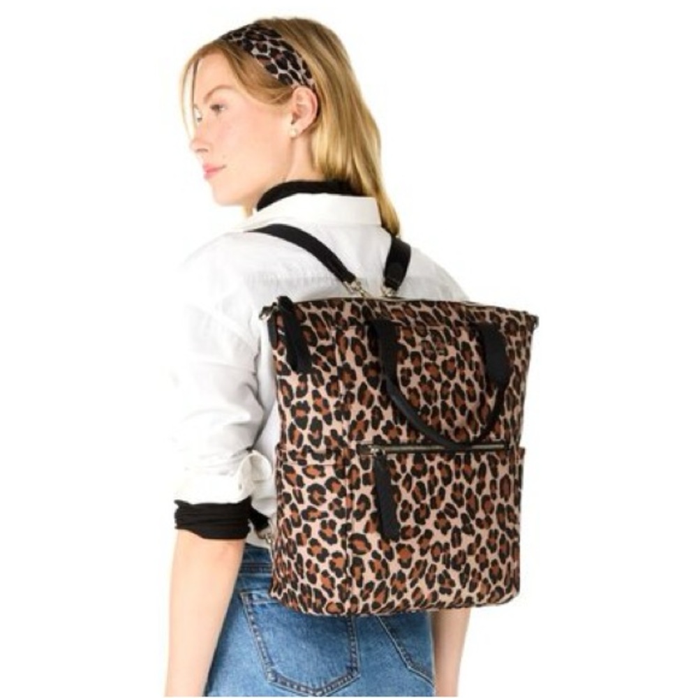 Kate Spade ♠️🐆 Convertible Chelsea Spotted Leopard Large Nylon Backpack Tote Bag